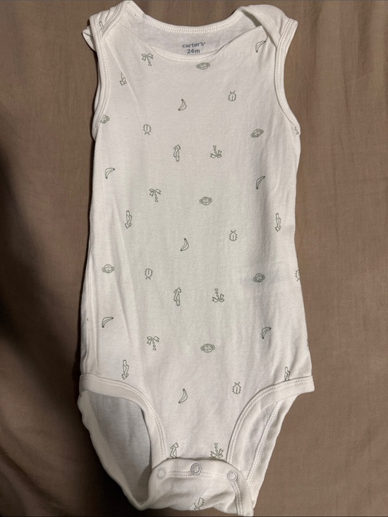 Carter's Other - NWOT Carter's White Sleeveless One-Piece Bodysuit with Light Green Micro Prints